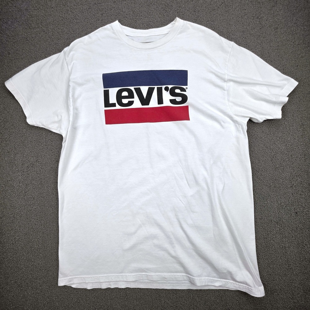 Levi's Sport Logo Graphic T-Shirt Mens White Classic Casual Cotton Tee XL